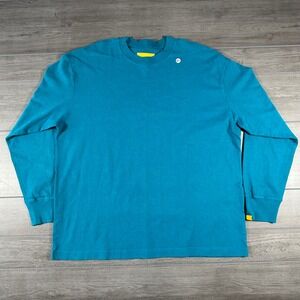 Yellow Label Mens XL Teal Blue Heavyweight Long Sleeve T-Shirt Made In USA